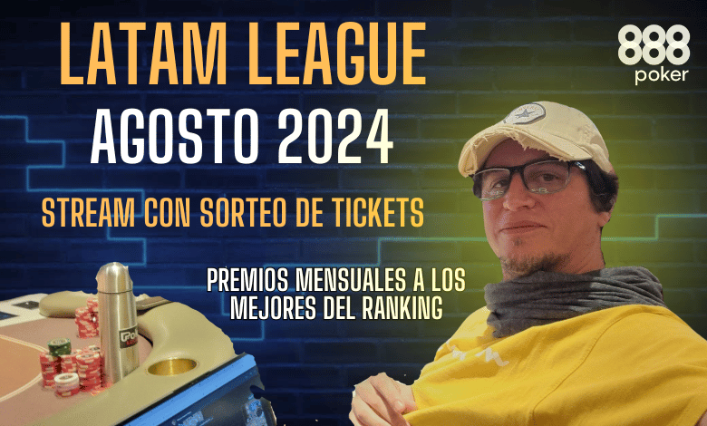 Flyer anuncio de LATAM LEAGUE agosto con Fernando Gatto